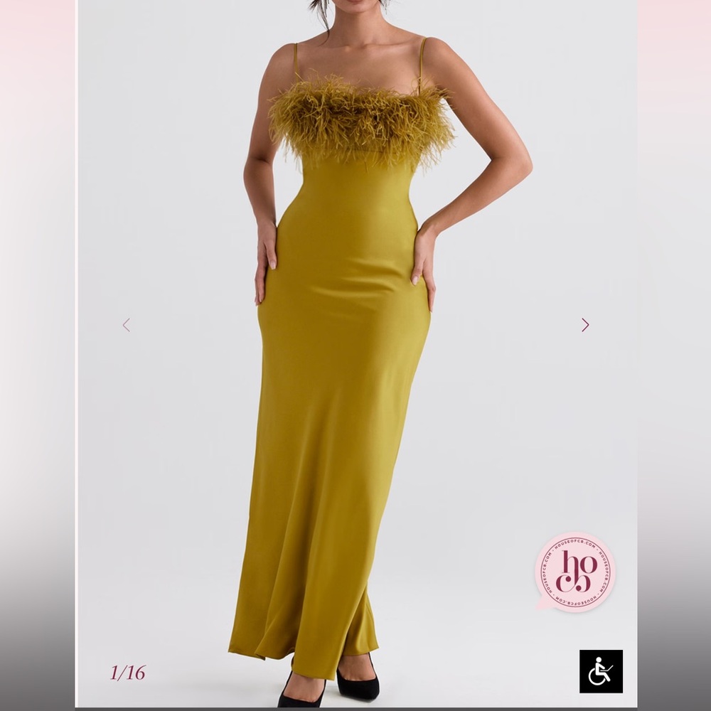 House of CB Yellow Sheath Midi Dress Spaghetti Strap